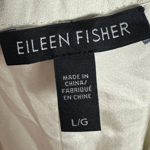 Eileen Fisher 100% Silk White Elastic Waist Pants Womens Size Large Straight - Picture 2 of 11